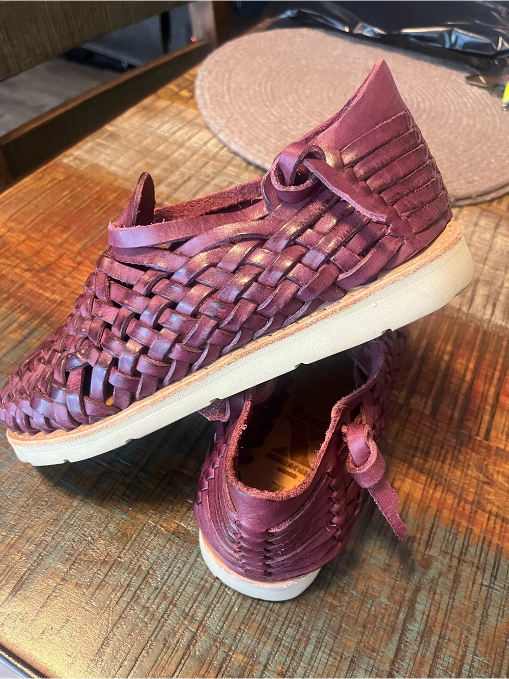 Huaraches Boot v3 Women’s Woven Leather Sandals - Burgundy